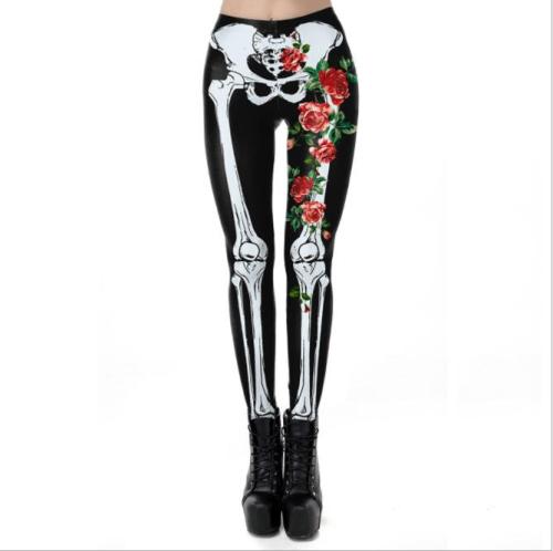 2021 Women Adult Halloween Costumes Cosplay Scary Pant Skeleton Pumpkin Flexible Tight Carnival Party Skull Trousers