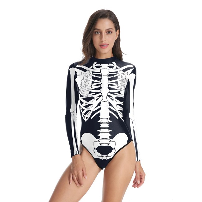 Halloween Carnival Cosplay Horror Skeleton Costume Women/Girls Sexy Bikini Swimwear Bodysuit 3D print Mermaid Swimsuit Playsuit