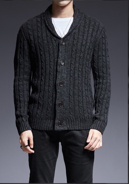 Casual round neck double-breasted men's knit sweater