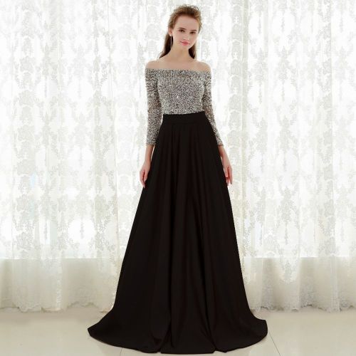 Sexy Off Shoulder  Elegant Silk Evening  Female Holiday Party Long Dress