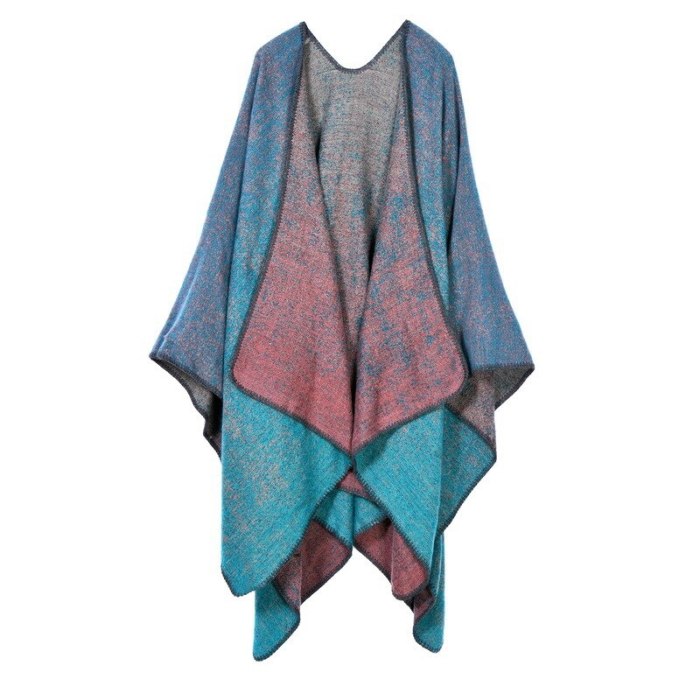 Thick Autumn Winter Women's Poncho Travel Shawls Imitation Female Cashmere Capes National Wind Fork and Thicker Cloak