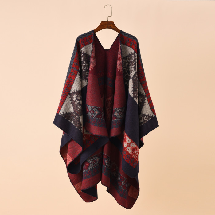 2021 Luxury Brand Winter Warm Plaid Ponchos And Capes For Women Oversized Shawls Wraps Ladies Pashmina Female