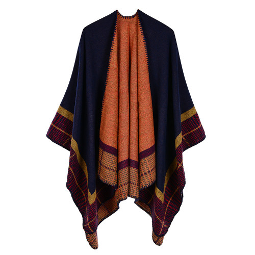New Autumn/Winter Shawl Fashion Striped Poncho Women Cloak Luxury Plaid Cashmere Scarves Warm Pashmina Wholesale
