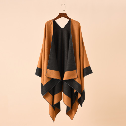 Autumn Winter British Plaid Ladies Travel Shawl Imitation Cashmere Ethnic Style Split Plus Size Loose Thickened Cloak Scarf