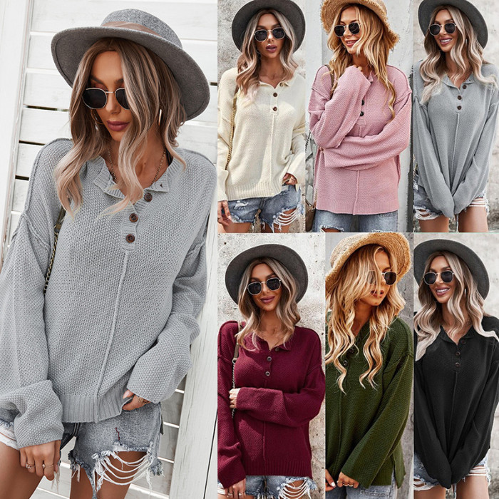 New autumn and winter long-sleeved V-neck sexy stretch comfortable warm sweater top