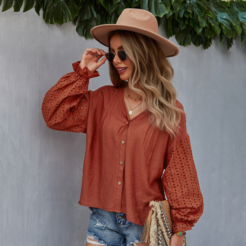 2022 Femme Fashion Blouses Button Down Casual Tops  V-Neck Long Sleeve Spring Summer Shirt Women's Fashion Temperament Tops