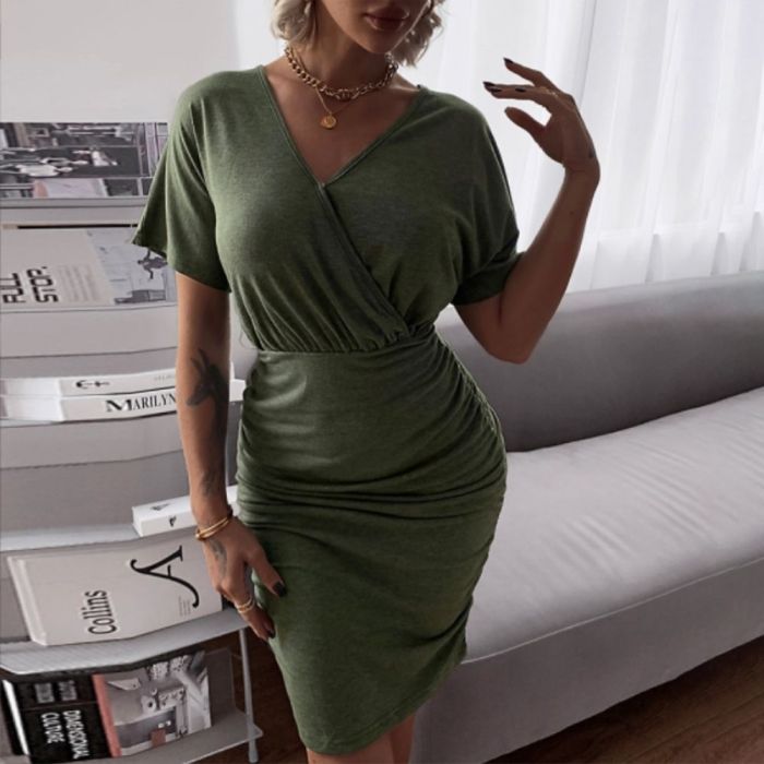 Sexy Slim Bodycon Mini Party Dress 2022 Summer Casual Short Sleeve Dresses Knitted for Women Clothing