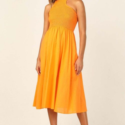 New Women's Round Neck Sleeveless Solid Color  Maxi Dresses