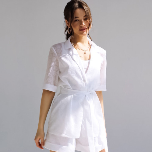 New Women's French White Fashion   Two-piece Outfits