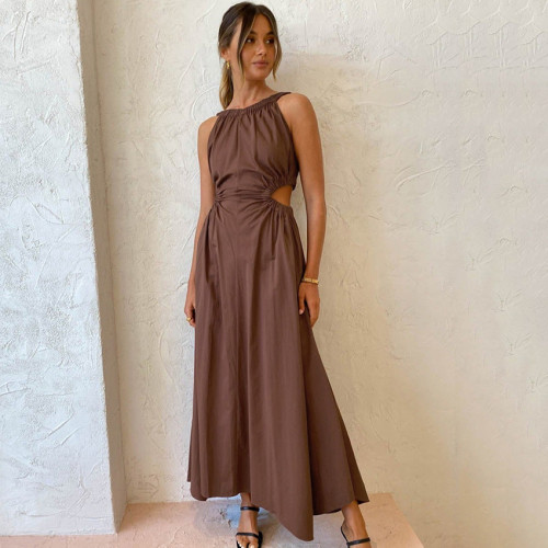 Women's Sexy Cutout Sling Slim  Maxi Dresses