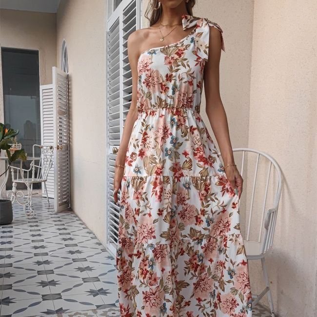 Holiday Print Sleeveless Bohemia Beach  Maxi Dresses