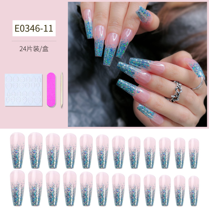 24 Pieces Long Ballerina French Coffin Fake Nails Full Coverage Wearable DIY  False Nails