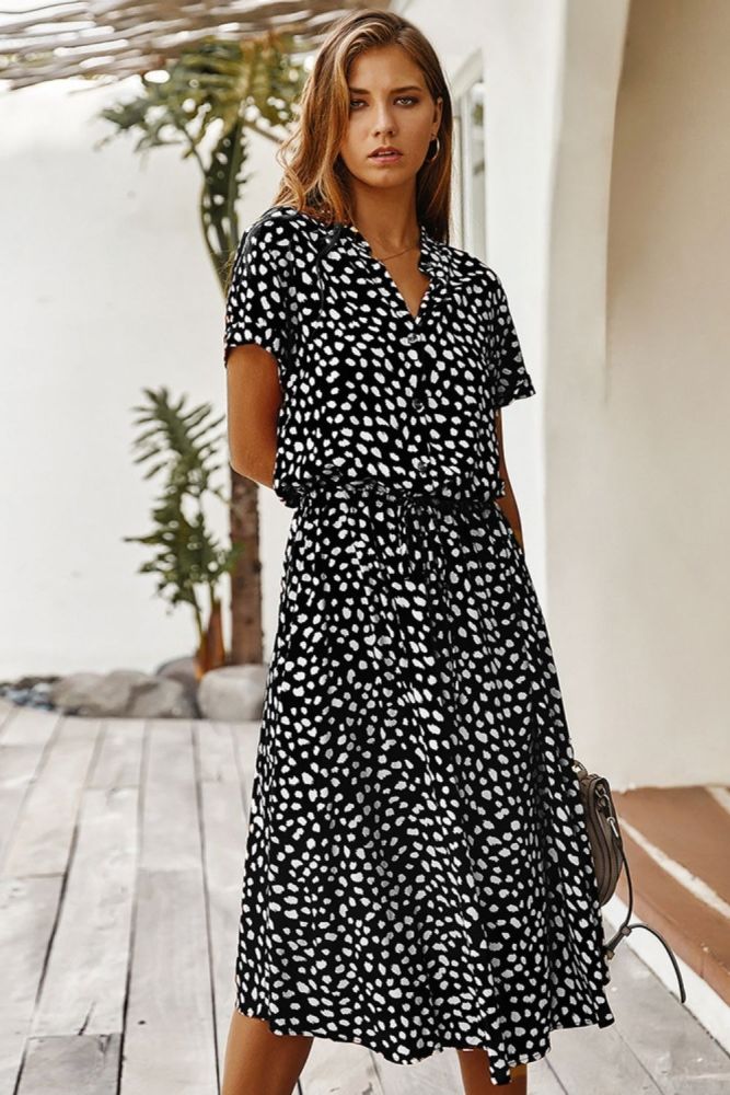 Ladies Elegant Print A-Line Fashion Boho V-Neck  Maxi Dress