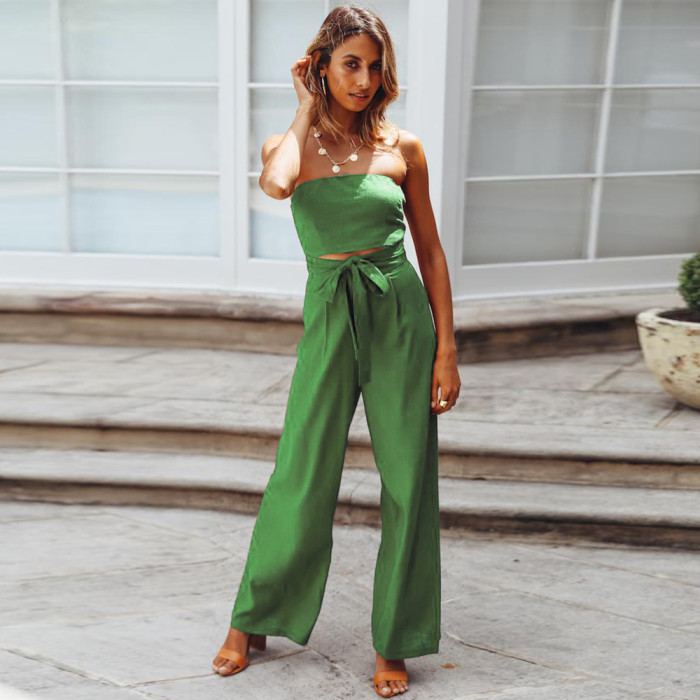 New Casual Fashion Sexy Backless Slim Straight Jumpsuit