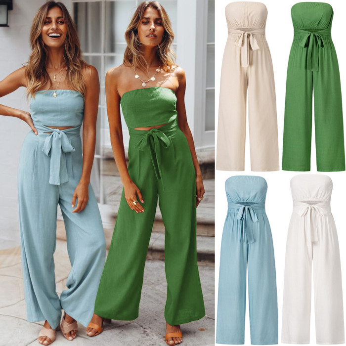New Casual Fashion Sexy Backless Slim Straight Jumpsuit