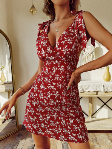 New Sexy Backless Sling Floral Mini Dress