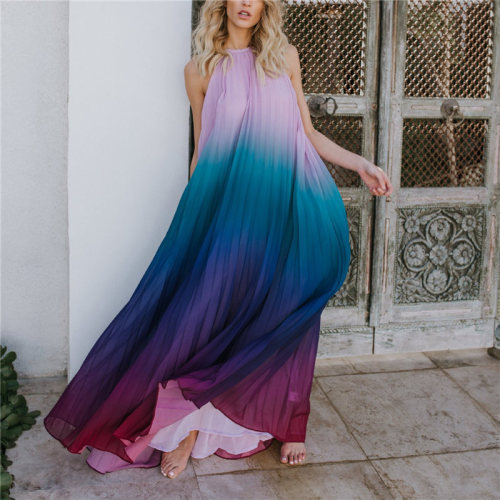 New Women's Sexy Open Back Loose Beach  Maxi  Vacation Dresses