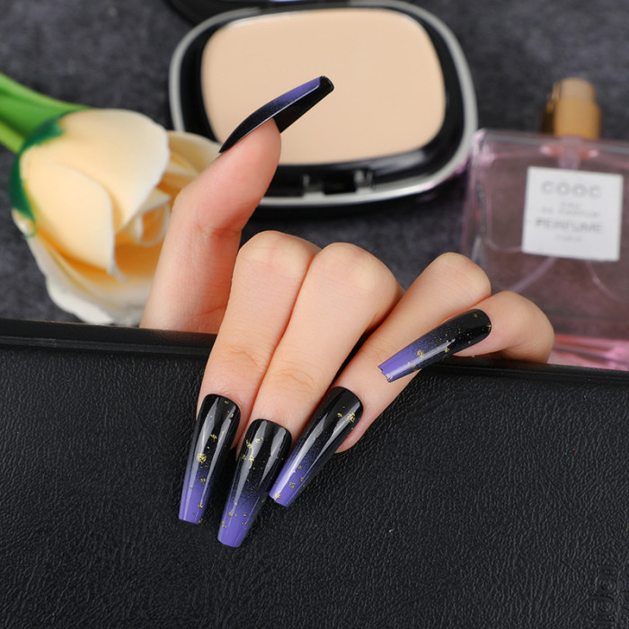 24 Pieces Ballet Fake Nails With Glue Removable Fashion Nail Stickers Full Coverage Beauty