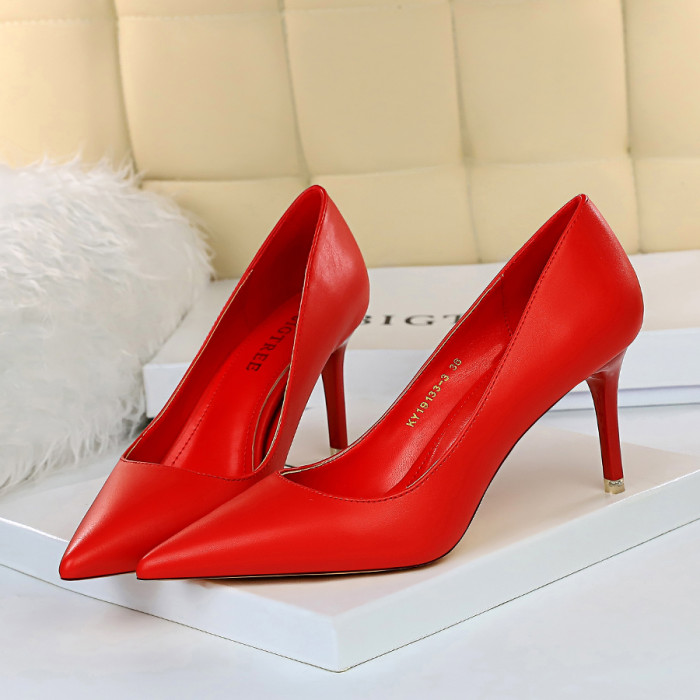 Women's Shoes Wedding Party Fashion Simple Slim Heel Pointed Toe Sexy  Heel