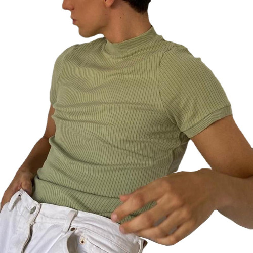New Slim Avocado Green Solid Color Oversized Trendy  Men's T-Shirt