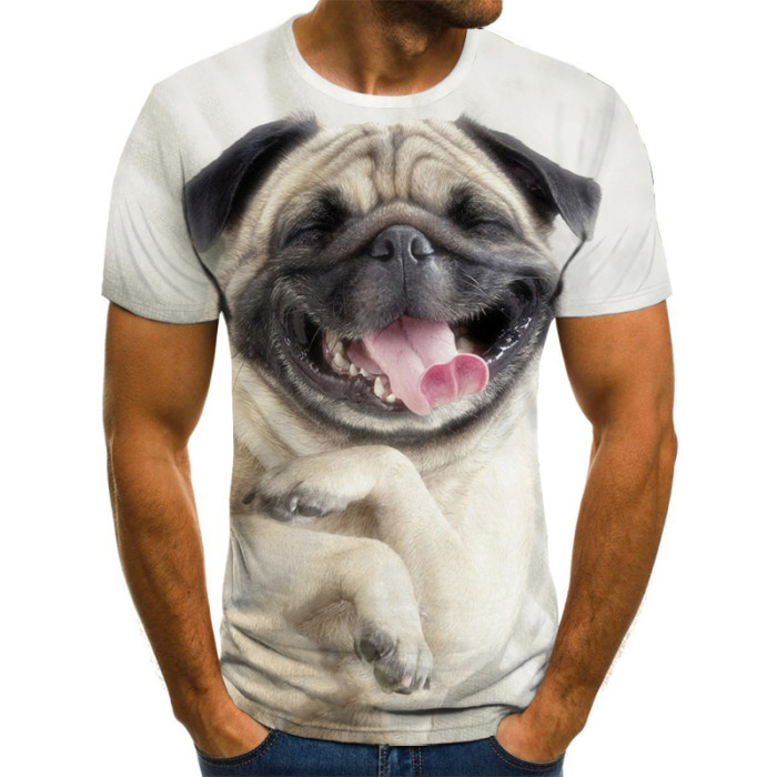 Men's 3D Pattern Funny Animal Casual Round Neck Fashion Street  T-Shirt