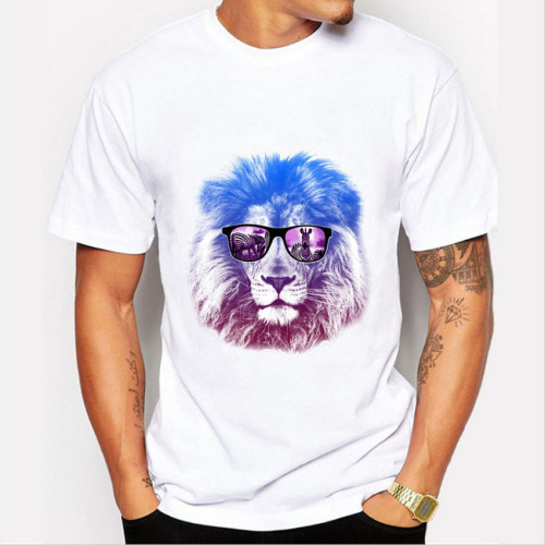 Latest Men's Fashion Lion Print O Neck Top T-Shirt