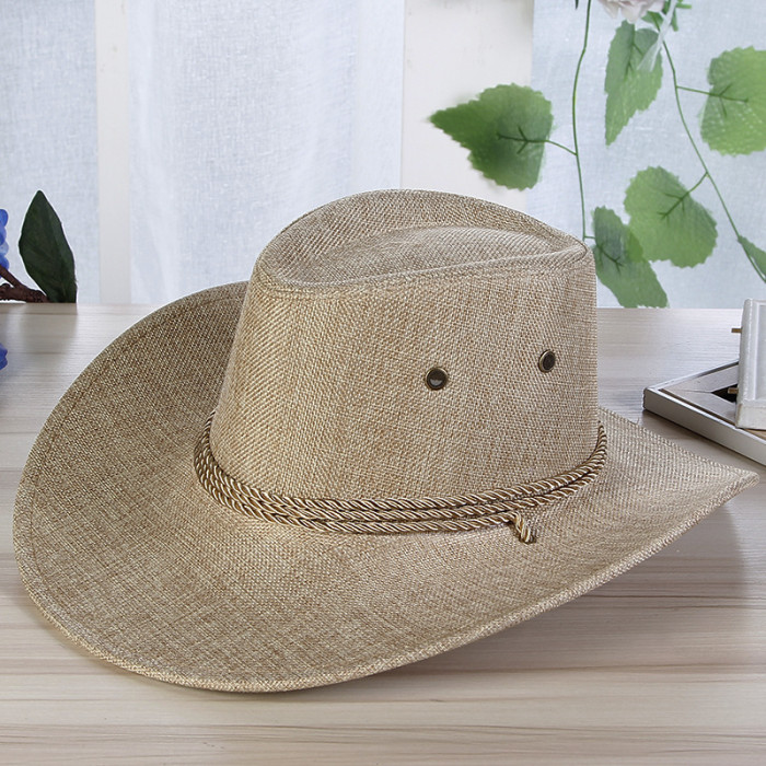 Men's Summer Outdoor Sunscreen Beach Rolled Shade Western Cowboy Hat