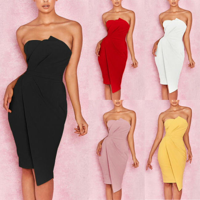 Women's Sexy Slim Fit Solid Sleeveless Party  Bodycon Dress