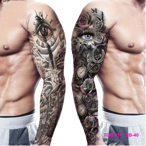 Full Arm Crown Lion Waterproof Unisex Tattoo Sticker
