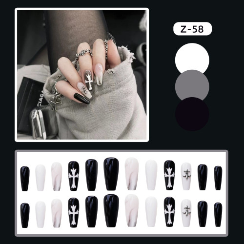 New Dark Gothic Wear Nail Stickers  False Nails 24 Pieces