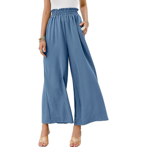 Women's Solid Color High Waist Loose Casual Soft Wide Legs  Pants