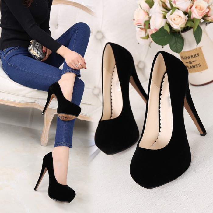 Women's Shoes Shallow Mouth Sexy Round Toe Fashion Line up High Heels