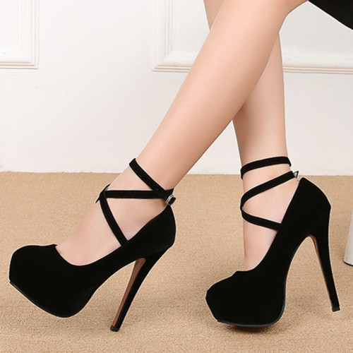 Women's Shoes Thick Sole Casual Fashion Cross Strap Party High Heels