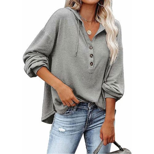 Women's Fashion V Neck Athleisure Loose Doll Sleeve Hoodie