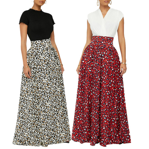 Women's Speckled Print High Waist Floor Party  Skirts