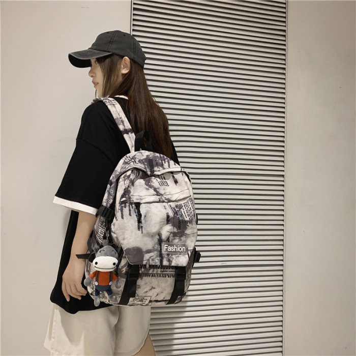New Graffiti Pattern Large Capacity Couple Fashion Personality  Harajuku Backpack