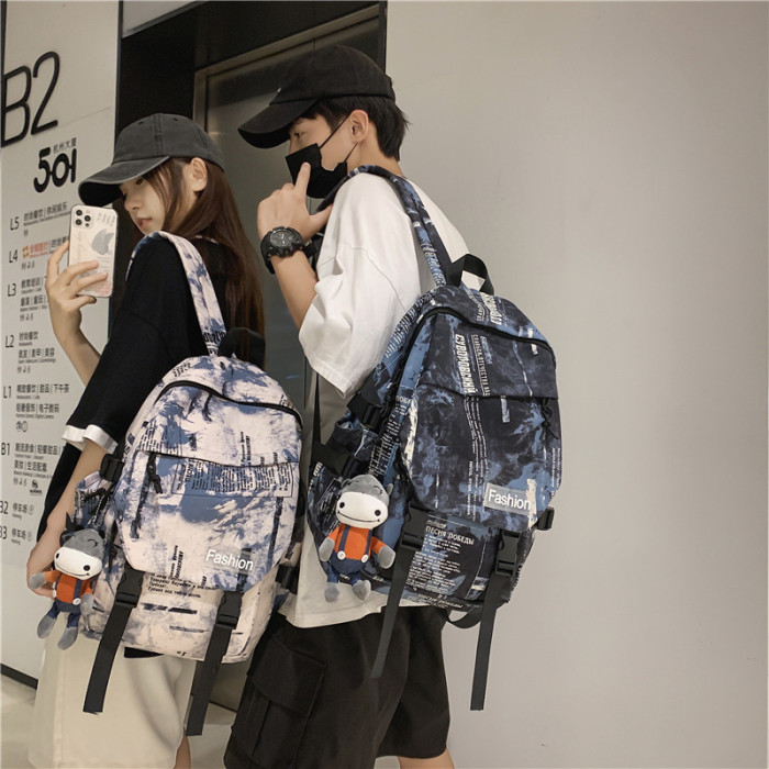 New Graffiti Pattern Large Capacity Couple Fashion Personality  Harajuku Backpack