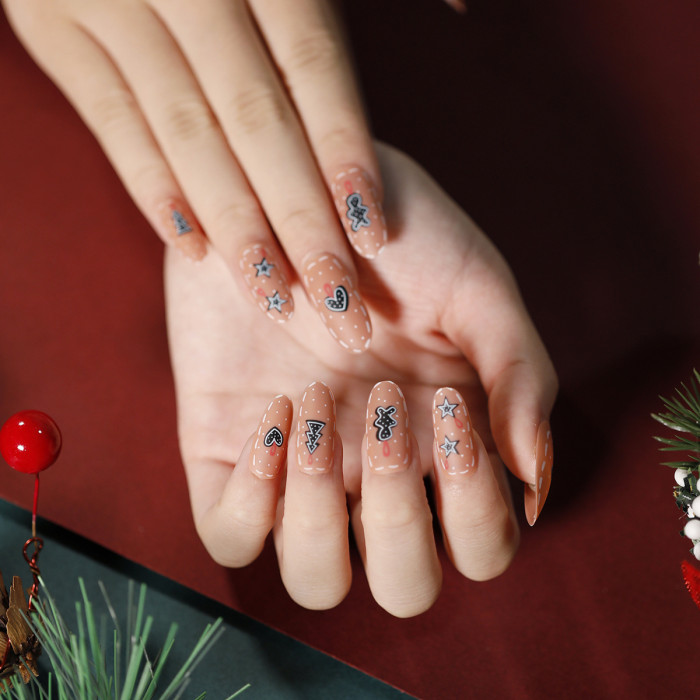 New 24pcs Christmas Series Finished Long Seamless Wearing  False Nails