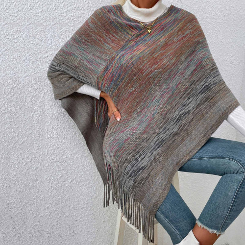Fashion Women's Colorful Fringe Shawl Sweater