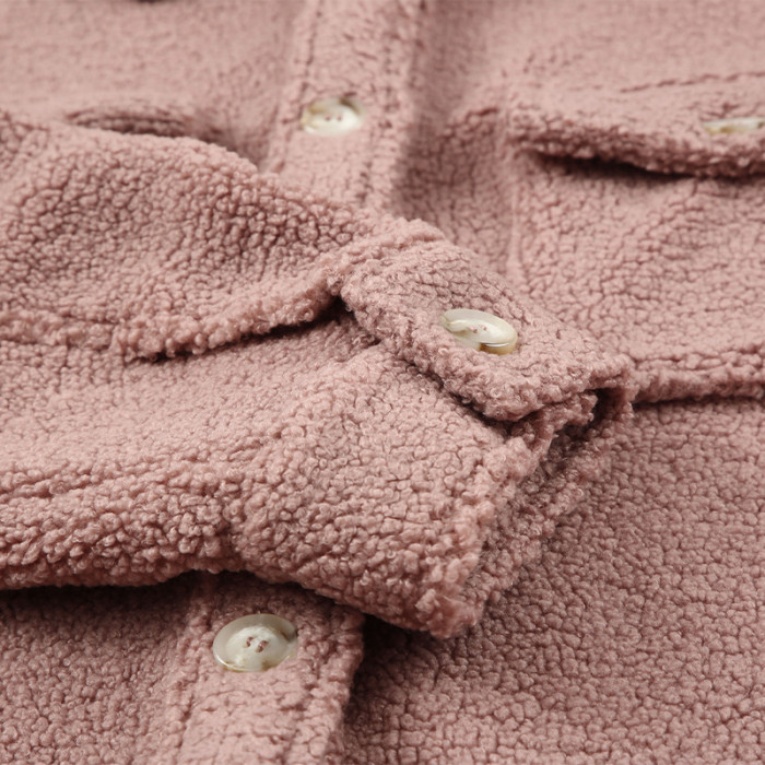 Fashionable Pocket Lapel Warm Plush Single Breasted Wool  Coats