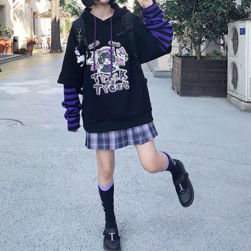 Gothic Anime Fashion Harajuku Zip-Up Oversized Hoodie