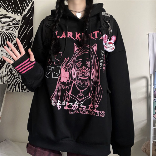 Dark Fashion Casual Print Gothic Fleece Sweatshirt Hoodie