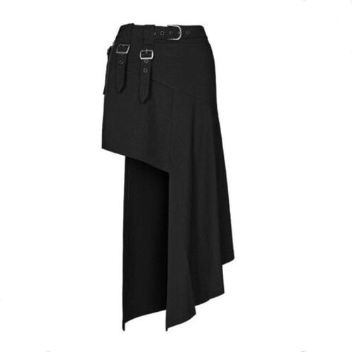 Asymmetric High Waist Knee-Length Gothic Skirt