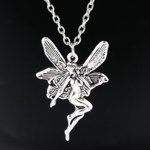 Gothic Vintage Punk Angel Silver Color Fashion Pendant Necklace