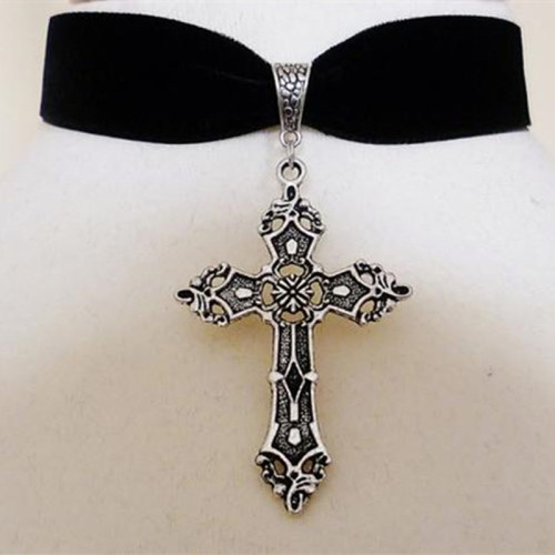 Gothic Fashion Cross Black Velvet For Women Gifts Necklace