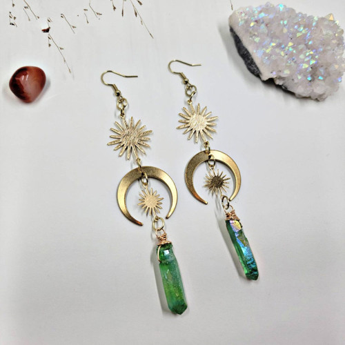 New Fashion Golden Sun and Moon Earrings