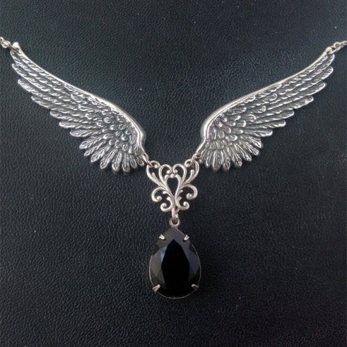 Gothic Silver Plated Angel Wings Pendant Party Gift Necklace