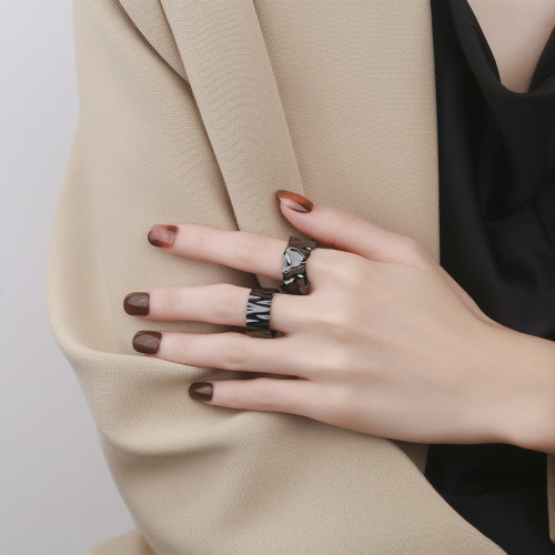Rhombus Black Cold Wind Irregular Personality Fashion Texture Gothic Rings