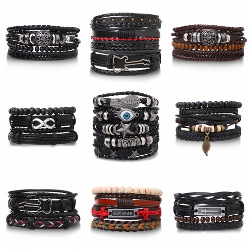 4pcs/ set Adjustable Leather Bracelets