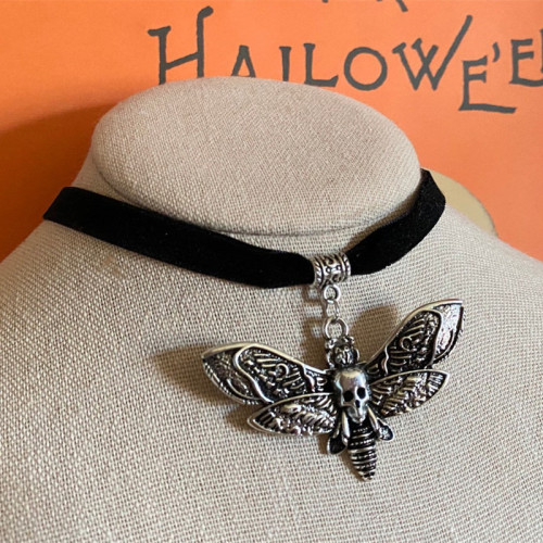 Gothic Moth Dark Academia Necklace